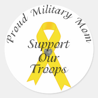 Support Our Troops Military Mum 2 (Yellow Ribbon) Classic Round Sticker