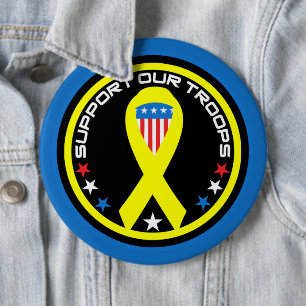 Support Our Troops Patriotic 6 Cm Round Badge