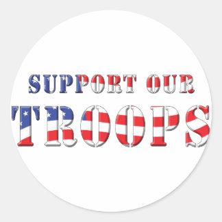 Support Our Troops Patriotic Colours Classic Round Sticker
