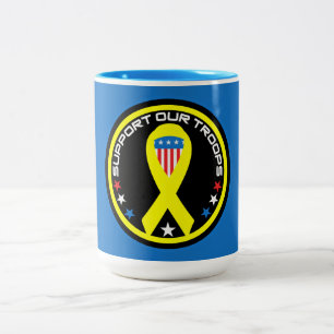 Support Our Troops Patriotic Two-Tone Coffee Mug
