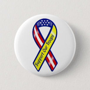 Support Our Troops Ribbon 6 Cm Round Badge