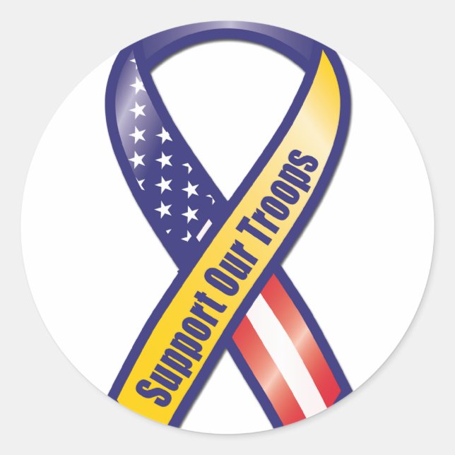 Support Our Troops Ribbon Classic Round Sticker (Front)