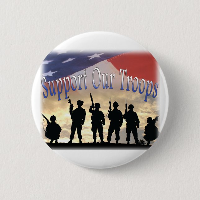 Support Our Troops Soldiers 6 Cm Round Badge (Front)