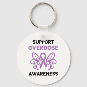 Support Overdose Purple Ribbon Overdose Awareness Key Ring