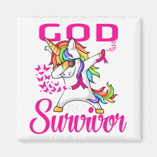 Support Pink Ribbon Grace God Survivor Breast Magnet