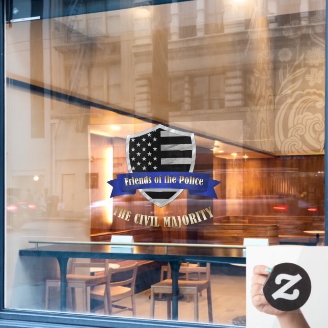 Support Police Thin Blue Line Window Cling (Cafe Window)