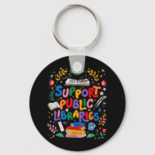 Support Public Libraries Bookworm Reading Book Rea Key Ring