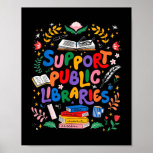 Support Public Libraries Bookworm Reading Book Rea Poster