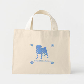 Support Pug Rescue Blue Pug Dots Tote Bag