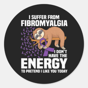 Support Purple Ribbon Warrior Fibromyalgia Awarene Classic Round Sticker