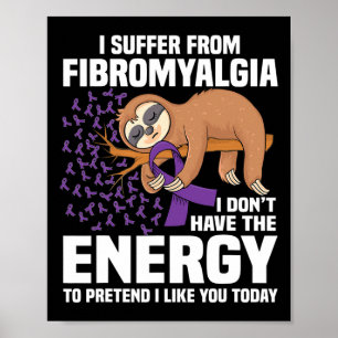 Support Purple Ribbon Warrior Fibromyalgia Awarene Poster