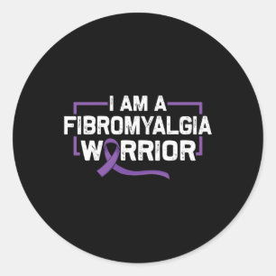 Support Purple Ribbon Warrior Of Fibromyalgia Awar Classic Round Sticker