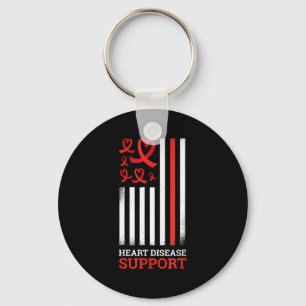 Support Ribbon Red Heart Disease Awareness Key Ring