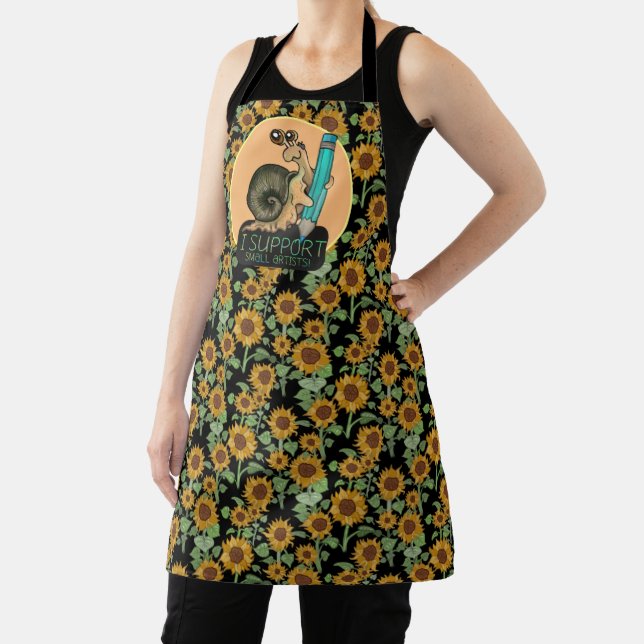 Support Small Artists Snail and Sunflowers Apron (Insitu)