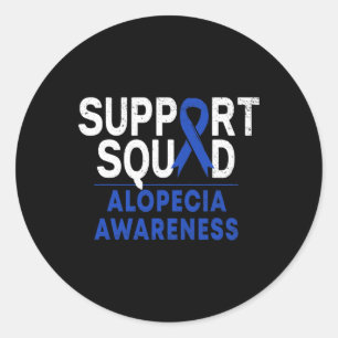 Support Squad Alopecia Awareness Blue AA Ribbon Wa Classic Round Sticker