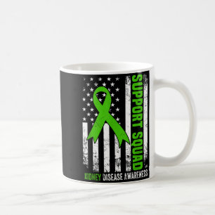 Support squad american flag green ribbon usa coffee mug