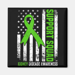 Support squad american flag green ribbon usa kidne magnet