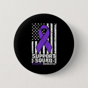 Support squad american flag purple epilepsy 6 cm round badge
