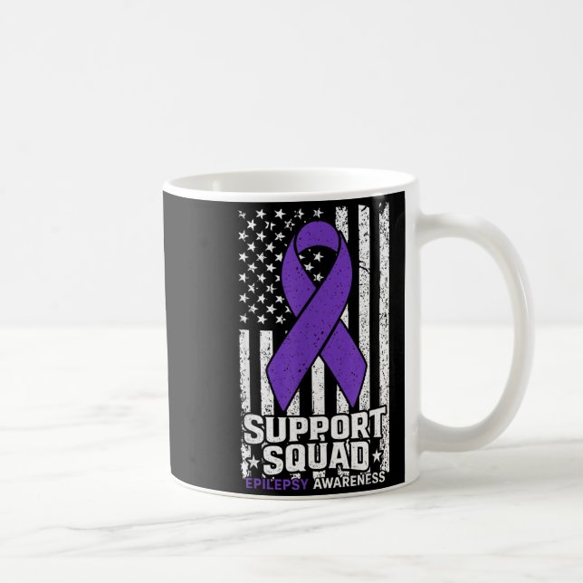 Support Squad American Flag Purple Epilepsy Coffee Mug (Right)