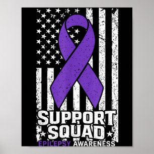 Support Squad American Flag Purple Epilepsy Poster