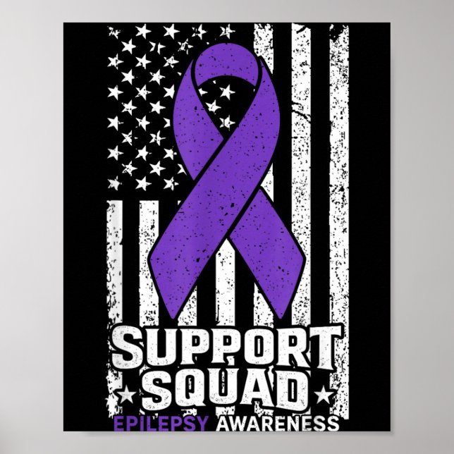 Support Squad American Flag Purple Epilepsy Poster (Front)