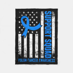 Support squad american flag usa colon cancer fleece blanket