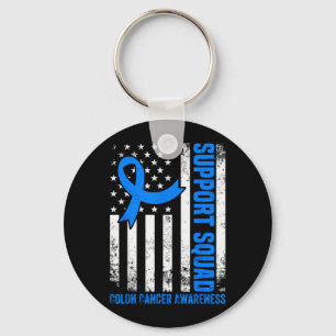 Support Squad American Flag USA Colon Cancer Key Ring