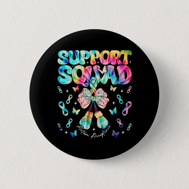 Support Squad Autism Awareness Acceptance Infinity 6 Cm Round Badge (Front)