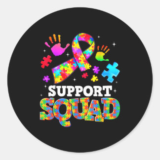 Support Squad Autism Awareness Ribbon Family Men W Classic Round Sticker