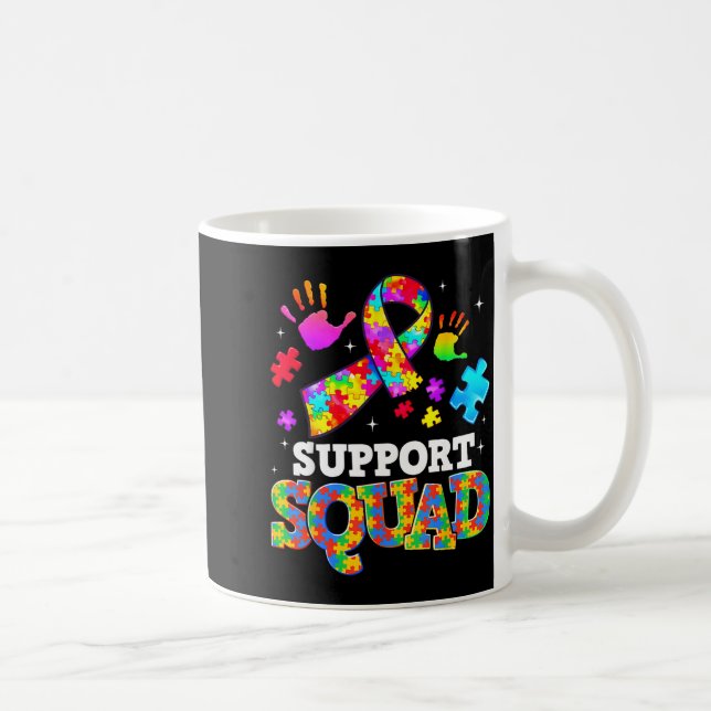 Support Squad Autism Awareness Ribbon Family Men W Coffee Mug (Right)