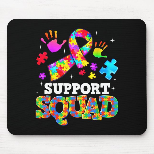 Support Squad Autism Awareness Ribbon Family Men W Mouse Pad (Front)