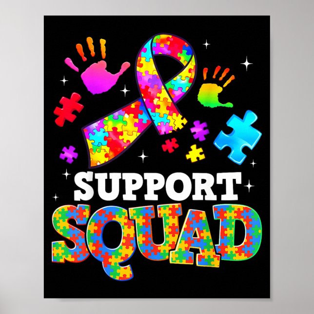 Support Squad Autism Awareness Ribbon Family Men W Poster (Front)