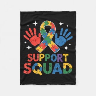 Support Squad Autism Awareness Ribbon Fleece Blanket