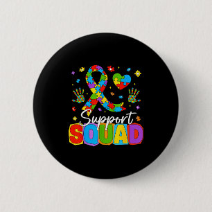 Support squad autism awareness ribbon puzzle kids 6 cm round badge