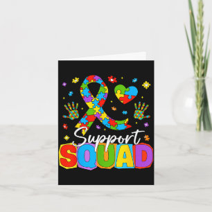 Support squad autism awareness ribbon puzzle kids card