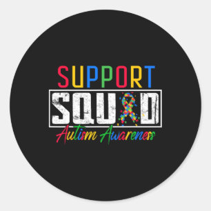 Support Squad Autism Awareness Ribbon Puzzle Piece Classic Round Sticker