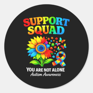 Support squad autism awareness ribbon sunflower classic round sticker