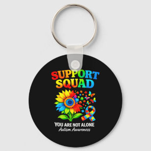 Support squad autism awareness ribbon sunflower key ring
