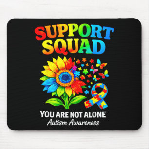 Support squad autism awareness ribbon sunflower mouse pad