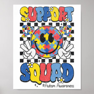 Support Squad Autism Awareness Smile Face Boys Gir Poster