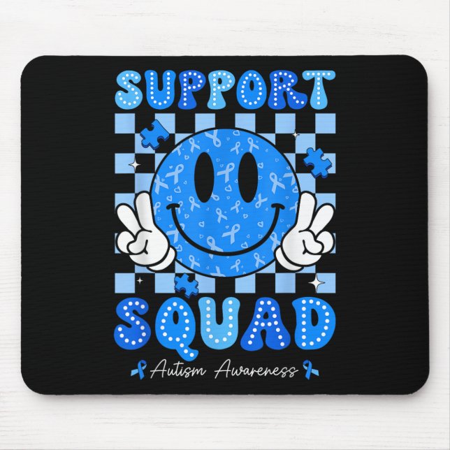 Support Squad Autism Awareness Smile Face Teacher  Mouse Pad (Front)