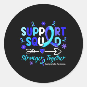 Support Squad Blue Ribbon Hydrocephalus Awareness Classic Round Sticker