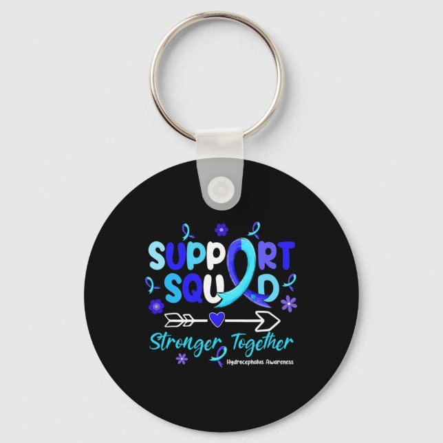 Support Squad Blue Ribbon Hydrocephalus Awareness  Key Ring (Front)