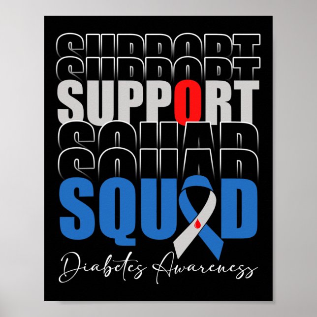 Support Squad Blue Ribbon T1D Diabetes Awareness M Poster (Front)
