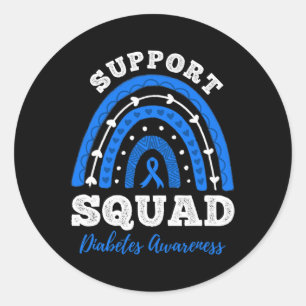 Support Squad Blue Ribbon T1d Type 1 Diabetes Awar Classic Round Sticker