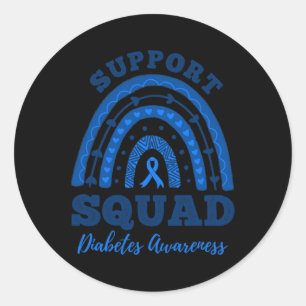 Support Squad Blue Ribbon T1d Type 1 Diabetes Awar Classic Round Sticker