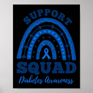 Support Squad Blue Ribbon T1d Type 1 Diabetes Awar Poster