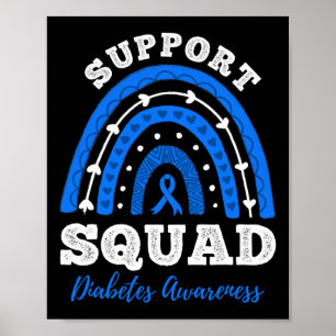 Support Squad Blue Ribbon T1d Type 1 Diabetes Awar Poster