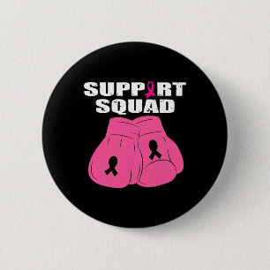 Support Squad Boxing Glove Pink Ribbon Breast Canc 6 Cm Round Badge