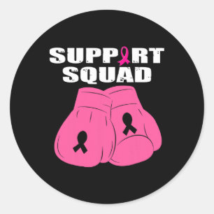 Support Squad Boxing Glove Pink Ribbon Breast Canc Classic Round Sticker